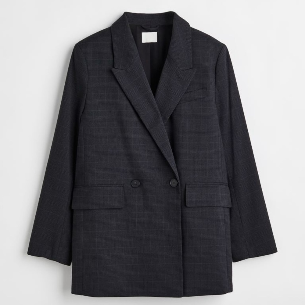 H&M Double Breasted Plaid Blazer